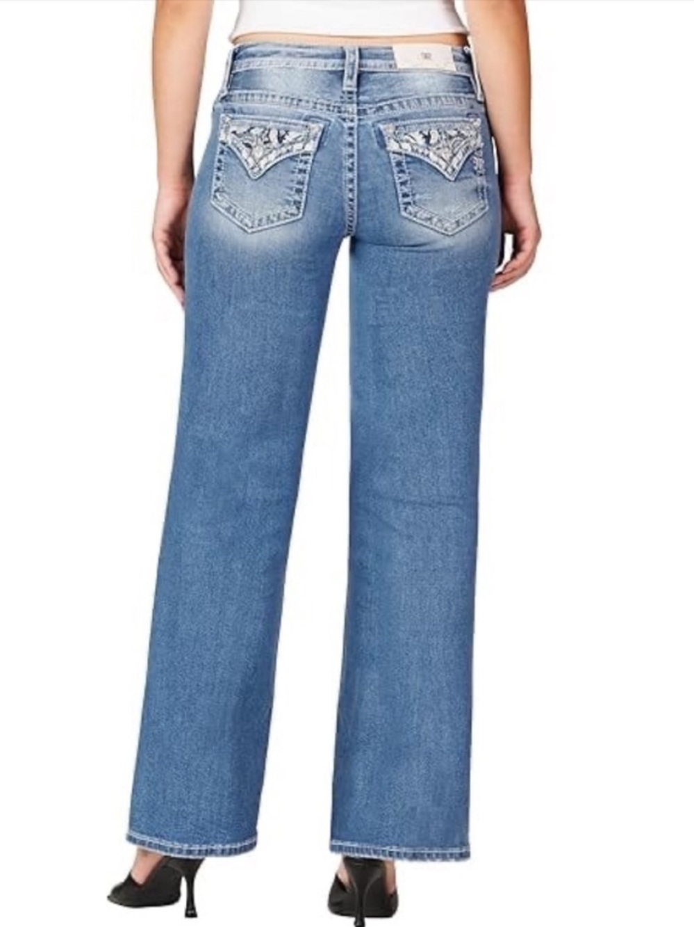 Fleur by Miss Me 28 / 6 Jeans Blue Medium Wash Slim Wide Embellished NWT
